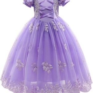 Lavender Floral Embroidered Dress size 5/6 (120) New w/o Tags